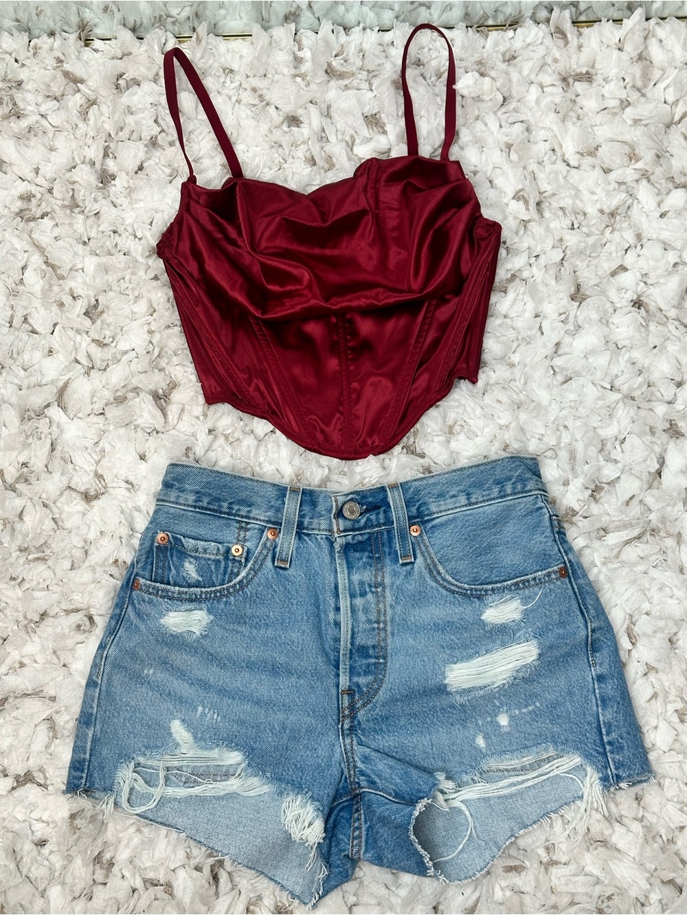 Urban Outfitters Red Satin Corset Top Size S Worn Once Going Out